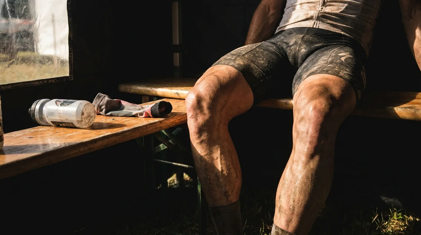 Cycliste au repos après une sortie vélo