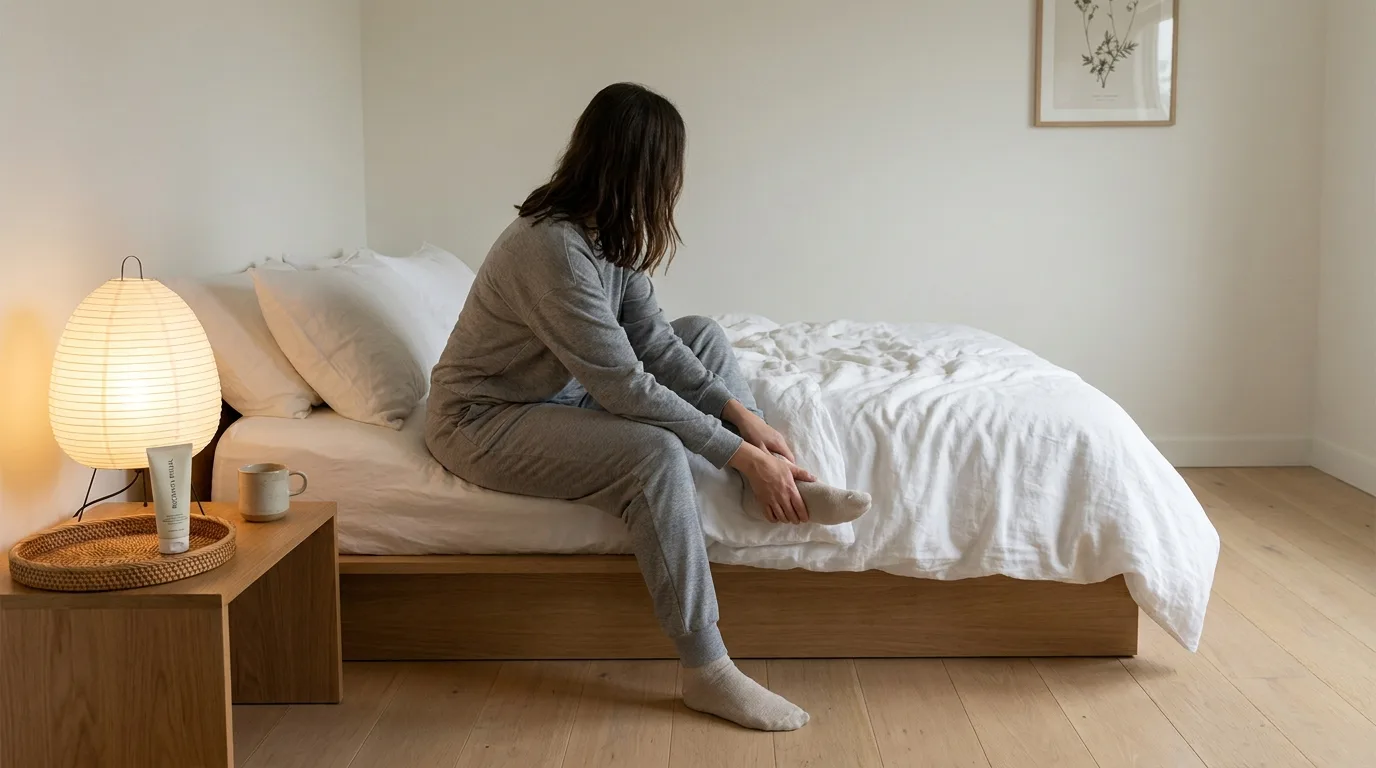 Personne massant ses pieds après une journée d'effort